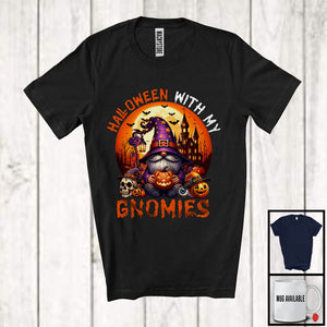 MacnyStore - Halloween With My Gnomies, Scary Halloween Costume Witch Gnome, Skull Pumpkin Lover T-Shirt