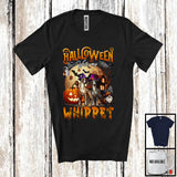 MacnyStore - Halloween With My Whippet, Amazing Halloween Moon Witch, Castle Gnomes Pumpkin T-Shirt