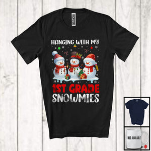 MacnyStore - Hanging With My 1st Grade Snowmies; Fantastic Christmas Three Snowman Students; Teacher T-Shirt