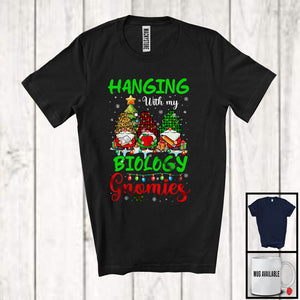 MacnyStore - Hanging With My Biology Gnomies; Wonderful Christmas Three Leopard Plaid Gnomes; Family T-Shirt