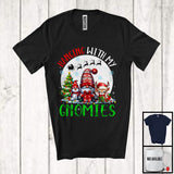 MacnyStore - Hanging With My Gnomies, Adorable Christmas Gnomes Reindeer Snowman, X-mas Tree Lights T-Shirt