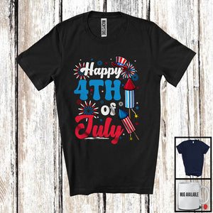 MacnyStore - Happy 4th Of July, Amazing Independence Day America Flag Fireworks, Firecracker Patriotic T-Shirt