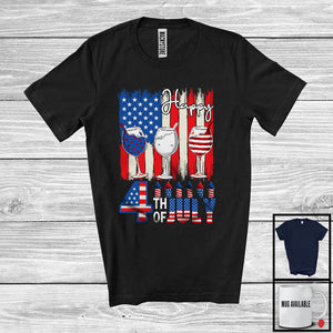 MacnyStore - Happy 4th Of July, Amazing Independence Day American Flag Wine, Drinking Drunker Patriotic T-Shirt