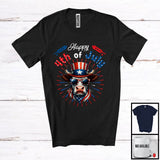 MacnyStore - Happy 4th Of July, Humorous American Flag Cow Face Sunglasses, Farm Farmer Patriotic T-Shirt