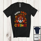 MacnyStore - Happy Catsgiving; Fantastic Thanksgiving Plaid Rainbow Cat; Fall Leaves Farm Farmer Family T-Shirt