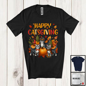 MacnyStore - Happy Catsgiving; Wonderful Thanksgiving American Shorthair Cat Owner; Fall Leaf Pumpkin T-Shirt