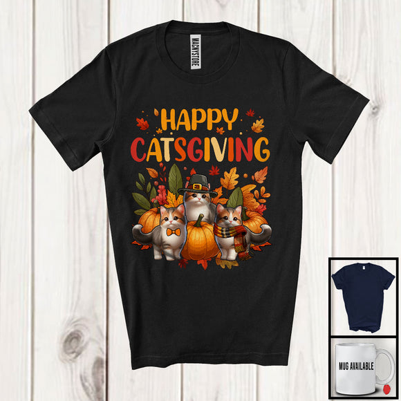 MacnyStore - Happy Catsgiving; Wonderful Thanksgiving Munchkin Cat Owner; Fall Leaf Pumpkin T-Shirt