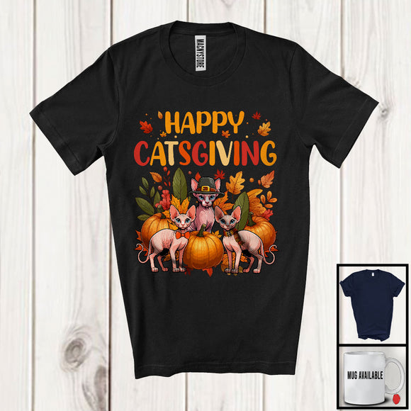 MacnyStore - Happy Catsgiving; Wonderful Thanksgiving Sphynx Cat Owner; Fall Leaf Pumpkin T-Shirt