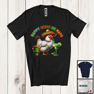 MacnyStore - Happy Cinco De Mayo, Lovely Mexican Chicken Sombrero Drinking Margarita Lover, Family Group T-Shirt