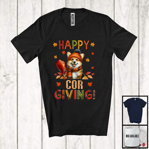 MacnyStore - Happy Corgiving; Wonderful Thanksgiving Autumn Leaf Dog Lover; Matching Family Group T-Shirt