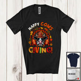 MacnyStore - Happy Cowsgiving; Fantastic Thanksgiving Plaid Rainbow Cow; Fall Leaves Farm Farmer Family T-Shirt