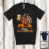 MacnyStore - Happy Drunkgiving; Joyful Plaid Thanksgiving Turkey Drinking Beer; Drunker Drinking Team T-Shirt