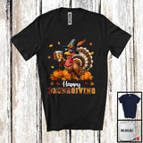 MacnyStore - Happy Drunkgiving; Joyful Plaid Thanksgiving Turkey Drinking Bourbon; Drunker Drinking Team T-Shirt