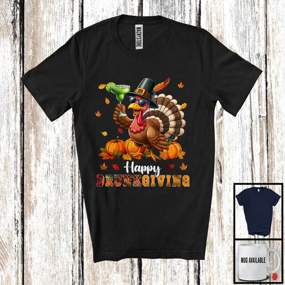 MacnyStore - Happy Drunkgiving; Joyful Plaid Thanksgiving Turkey Drinking Cocktail; Drunker Drinking Team T-Shirt