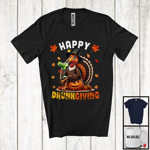 MacnyStore - Happy Drunkgiving; Sarcastic Thanksgiving Turkey Drinking Cocktail; Drunker Team Family T-Shirt