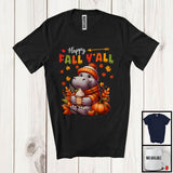 MacnyStore - Happy Fall Y'all; Adorable Thanksgiving Hippo Pumpkin Spice; Animal Lover Matching Family Group T-Shirt