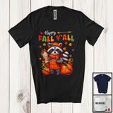 MacnyStore - Happy Fall Y'all; Adorable Thanksgiving Raccoon Pumpkin Spice; Animal Lover Matching Family Group T-Shirt