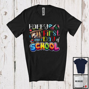 MacnyStore - Happy First Day Of School, Adorable Back To School Sloth, Matching Team Students Teachers T-Shirt