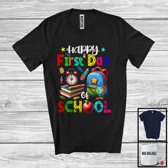 MacnyStore - Happy First Day Of School, Colorful Summer Vacation School Counselor Lover, Matching Group T-Shirt