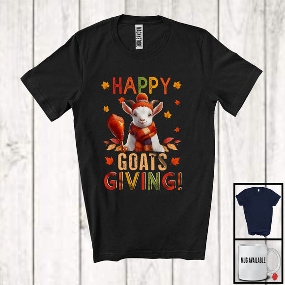 MacnyStore - Happy Goatsgiving; Wonderful Thanksgiving Autumn Leaf Goat Lover; Matching Family Group T-Shirt