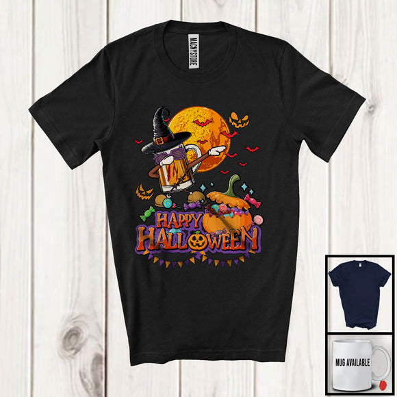 MacnyStore - Happy Halloween, Cheerful Zombie Witch Beer Dabbing, Drinking Lover Drunker Team T-Shirt