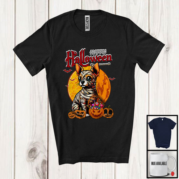 MacnyStore - Happy Halloween, Horror Halloween Costume Mummy Chihuahua, Carved Pumpkin Candy Lover T-Shirt