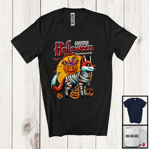 MacnyStore - Happy Halloween, Horror Halloween Costume Mummy Fox, Carved Pumpkin Candy Lover T-Shirt