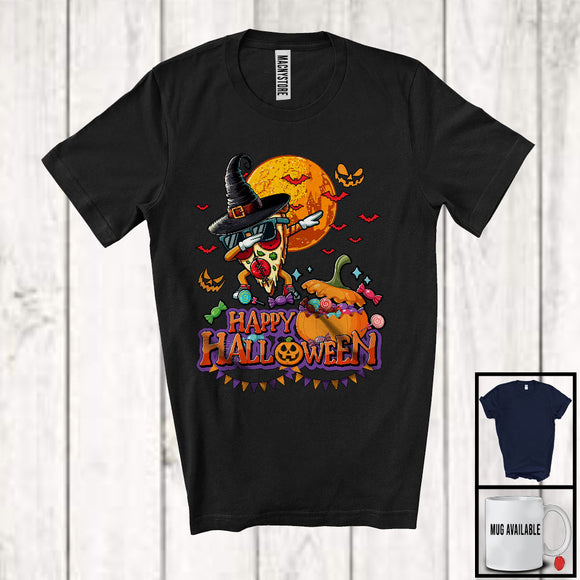 MacnyStore - Happy Halloween, Joyful Halloween Costume Witch Pizza Dabbing, Pumpkin Candy Lover T-Shirt