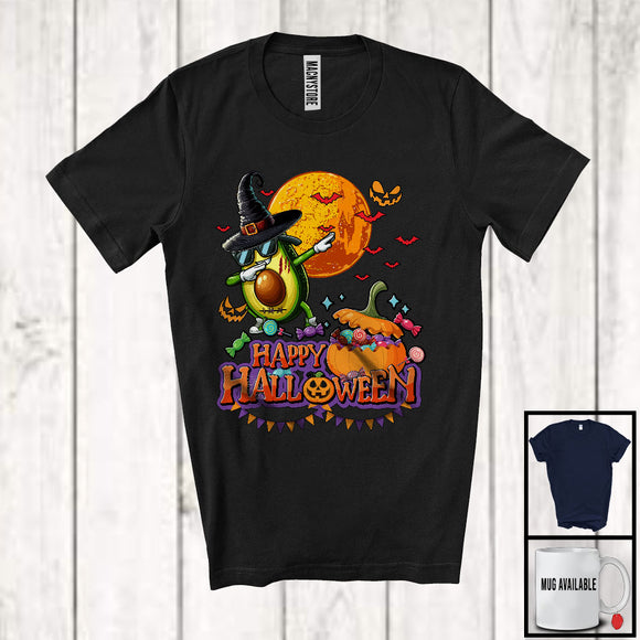 MacnyStore - Happy Halloween, Joyful Halloween Witch Avocado Fruit Dabbing Vegan, Pumpkin Candy Lover T-Shirt