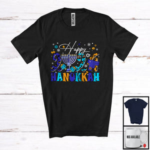 MacnyStore - Happy Hanukkah 2024, Adorable Hanukkah Costume Leopard Menorah, Matching Family Group T-Shirt