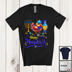 MacnyStore - Happy Hanukkah; Happy Chanukah Lovely Chicken With Menorah; Farmer Family Group T-Shirt