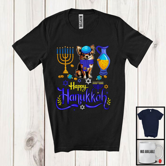 MacnyStore - Happy Hanukkah; Happy Chanukah Lovely Chihuahua With Menorah; Animal Family Group T-Shirt