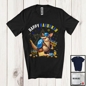 MacnyStore - Happy Hanukkah; Lovely Chanukah Armadillo Wearing Kippah; Wild Animal Lover Menorah Family T-Shirt