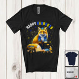 MacnyStore - Happy Hanukkah; Lovely Chanukah Fox Wearing Kippah; Wild Animal Lover Menorah Family T-Shirt