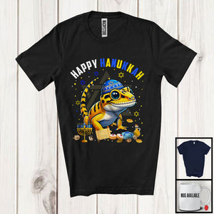 MacnyStore - Happy Hanukkah; Lovely Chanukah Gecko Wearing Kippah; Wild Animal Lover Menorah Family T-Shirt