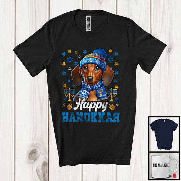 MacnyStore - Happy Hanukkah; Lovely Chanukah Hanukkah Dachshund Owner Lover; Menorah Family Group T-Shirt