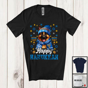 MacnyStore - Happy Hanukkah; Lovely Chanukah Hanukkah German Shepherd Owner Lover; Menorah Family Group T-Shirt