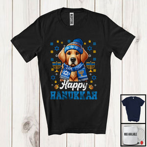 MacnyStore - Happy Hanukkah; Lovely Chanukah Hanukkah Golden Retriever Owner Lover; Menorah Family Group T-Shirt