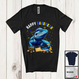 MacnyStore - Happy Hanukkah; Lovely Chanukah Lizard Wearing Kippah; Wild Animal Lover Menorah Family T-Shirt