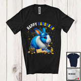 MacnyStore - Happy Hanukkah; Lovely Chanukah Rabbit Wearing Kippah; Wild Animal Lover Menorah Family T-Shirt