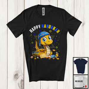 MacnyStore - Happy Hanukkah; Lovely Chanukah Snake Wearing Kippah; Wild Animal Lover Menorah Family T-Shirt