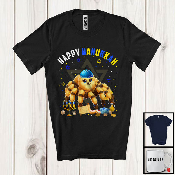 MacnyStore - Happy Hanukkah; Lovely Chanukah Tarantula Wearing Kippah; Wild Animal Lover Menorah Family T-Shirt