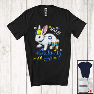 MacnyStore - Happy Hanukkah; Wonderful Chanukah Bunny With Menorah Animal Lover; Family Group T-Shirt