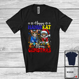 MacnyStore - Happy Hanukkat Merry Christmas; Lovely X-mas Chanukah Menorah Cat Owner Lover; Family Group T-Shirt