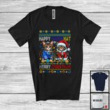 MacnyStore - Happy Hanukkat Merry Christmas; Lovely X-mas Sweater Chanukah Menorah Cat; Family Group T-Shirt