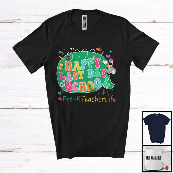 MacnyStore - Happy Last Day Of School Pre-K Teacher, Lovely School Things Pencil, Students Teacher Group T-Shirt