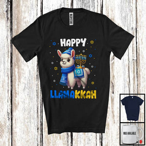 MacnyStore - Happy Llamakkah; Awesome Hanukkah Menorah On Llama Lover; Matching Family Group T-Shirt