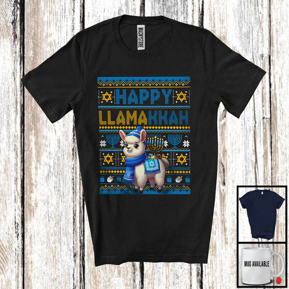 MacnyStore - Happy Llamakkah; Awesome Hanukkah Menorah Sweater Llama Lover; Family Group T-Shirt