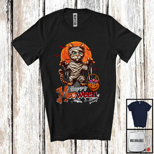 MacnyStore - Happy Meoween, Creepy Halloween Costume Mummy Cat Owner Lover, Matching Family Group T-Shirt