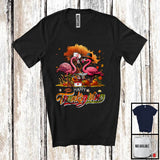 MacnyStore - Happy Thanksgiving; Adorable Fall Tree Two Pilgrim Flamingos Nurse; Jobs Family Group T-Shirt